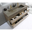 LUXURYBAIN - Meuble salle de bain double vasque 120cm bois et effet marbre marron avec miroir LED LB-8476M-120 - vignette