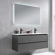 LUXURYBAIN - Meuble salle de bain double vasque 120cm gris et miroir LED LB-8331G - vignette