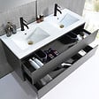 LUXURYBAIN - Meuble salle de bain double vasque 120cm gris et miroir LED LB-8331G - vignette