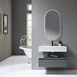 LUXURYBAIN - LuxuryBain - Meuble de salle de bain simple vasque 80cm en Corian blanc avec miroir led - vignette