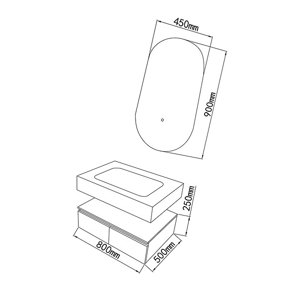 LUXURYBAIN - LuxuryBain - Meuble de salle de bain simple vasque 80cm en Corian blanc avec miroir led - large