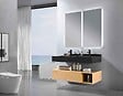 LUXURYBAIN - LuxuryBain- Meuble de salle de bain double vasque 150cm bois et noir avec miroir LED à luminosité variable LB-8470-150 - vignette