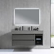 LUXURYBAIN - Meuble salle de bain double vasque 120cm gris et effet marbre gris avec miroir LED LB-8512G-120 - vignette