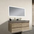 LUXURYBAIN - Meuble salle de bain double vasque 140cm bois et effet marbre marron avec miroir LED LB-8476M-140 - vignette