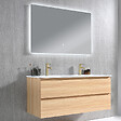 LUXURYBAIN - Meuble salle de bain double vasque 120cm bois naturel avec miroir LED LB-8331C - vignette