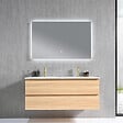 LUXURYBAIN - Meuble salle de bain double vasque 120cm bois naturel avec miroir LED LB-8331C - vignette
