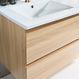 LUXURYBAIN - Meuble salle de bain double vasque 120cm bois naturel avec miroir LED LB-8331C - vignette