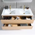 LUXURYBAIN - Meuble salle de bain double vasque 120cm bois naturel avec miroir LED LB-8331C - vignette