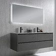 LUXURYBAIN - Meuble salle de bain double vasque 140cm gris et effet marbre gris avec miroir LED LB-8475G-140 - vignette