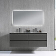 LUXURYBAIN - Meuble salle de bain double vasque 140cm gris et effet marbre gris avec miroir LED LB-8475G-140 - vignette