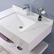 LUXURYBAIN - LuxuryBain - Meuble de salle de bain simple vasque 100cm  effet marbre blanc avec miroir led - vignette