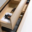 LUXURYBAIN - Meuble salle de bain double vasque 140cm bois naturel et effet marbre blanc avec miroir LED LB-8476C-140 - vignette