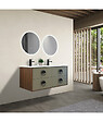 LUXURYBAIN - LuxuryBain - Meuble de salle de bain double vasque 120cm bois et vert avec miroir led - vignette