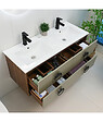 LUXURYBAIN - LuxuryBain - Meuble de salle de bain double vasque 120cm bois et vert avec miroir led - vignette