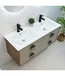 LUXURYBAIN - LuxuryBain - Meuble de salle de bain double vasque 120cm bois et vert avec miroir led - vignette
