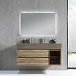 LUXURYBAIN - Meuble salle de bain double vasque 120cm bois et effet marbre marron avec miroir LED LB-8512M-120 - vignette
