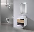 LUXURYBAIN - LuxuryBain- Meuble de salle de bain simple vasque 60cm bois et blanc avec miroir LED LB-8153-60 - vignette