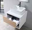 LUXURYBAIN - LuxuryBain- Meuble de salle de bain simple vasque 60cm bois et blanc avec miroir LED LB-8153-60 - vignette