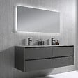 LUXURYBAIN - Meuble salle de bain double vasque 120cm gris et effet marbre gris avec miroir LED LB-8475G-120 - vignette