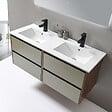 LUXURYBAIN - LuxuryBain - Meuble de salle de bain double vasque 120cm bois et vert avec miroir led - vignette