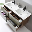 LUXURYBAIN - LuxuryBain - Meuble de salle de bain double vasque 120cm bois et vert avec miroir led - vignette