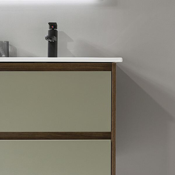 LUXURYBAIN - LuxuryBain - Meuble de salle de bain double vasque 120cm bois et vert avec miroir led - large