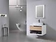 LUXURYBAIN - LuxuryBain- Meuble de salle de bain simple vasque 80cm bois et blanc avec miroir LED LB-8153-80 - vignette