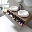 LUXURYBAIN - LuxuryBain - Meuble de salle de bain double vasque 120cm bois foncé avec miroir led - vignette
