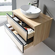LUXURYBAIN - LuxuryBain - Meuble de salle de bain simple vasque 80cm chêne clair avec miroir led - vignette
