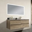 LUXURYBAIN - Meuble salle de bain double vasque 140cm bois et effet marbre marron avec miroir LED LB-8475M-140 - vignette