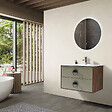 LUXURYBAIN - LuxuryBain - Meuble de salle de bain simple vasque 80cm bois et vert avec miroir led - vignette