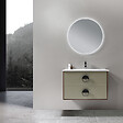LUXURYBAIN - LuxuryBain - Meuble de salle de bain simple vasque 80cm bois et vert avec miroir led - vignette
