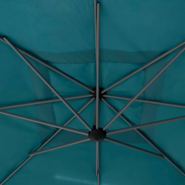 HESPERIDE - Parasol déporté carré "Manoa" bleu canard D2,5x2,5m en acier - large