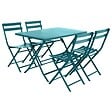 HESPERIDE - Table de jardin pliante rectangulaire "Greensboro" bleu canard 4 places en acier traité époxy - vignette