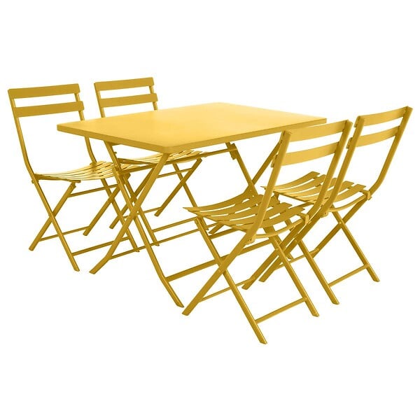 HESPERIDE - Table de jardin pliante rectangulaire "Greensboro" jaune moutarde 4 places en acier traité époxy - large
