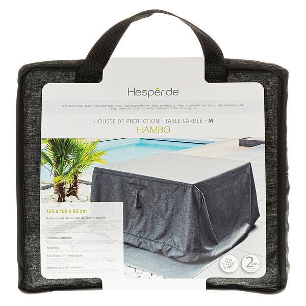 HESPERIDE - Housse de protection "Hambo" pour table carrée M 165x165x80cm en polyester - large