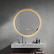 LUXURYBAIN - LuxuryBain- Miroir de salle de bain LED 60cm rond anti buée avec cadre en aluminium doré, or - vignette