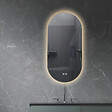LUXURYBAIN - LuxuryBain- Miroir de salle de bain LED 45x90cm ovale anti buée avec cadre en aluminium doré, or - vignette