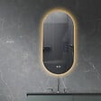 LUXURYBAIN - LuxuryBain- Miroir de salle de bain LED 45x90cm ovale anti buée avec cadre en aluminium doré, or - vignette