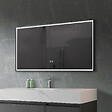 LUXURYBAIN - LuxuryBain- Miroir de salle de bain LED 110x60cm anti buée avec cadre en aluminium noir LB-126080-110-60 - vignette