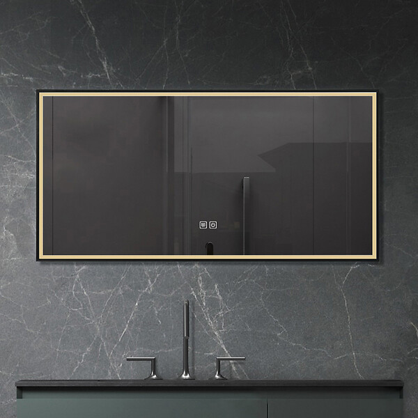 LUXURYBAIN - LuxuryBain- Miroir de salle de bain LED 120x60cm anti buée avec cadre en aluminium noir LB-126080-60-120 - large