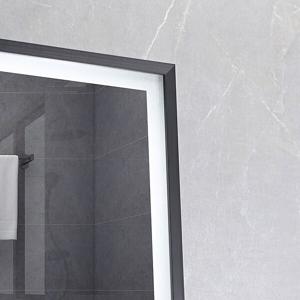 LUXURYBAIN - LuxuryBain- Miroir de salle de bain LED 120x60cm anti buée avec cadre en aluminium noir LB-126080-60-120 - large