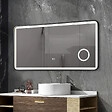 LUXURYBAIN - Miroir salle de bain LED 120x60cm anti buée avec cadre en aluminium noir et loupe x3 LB-4685B - vignette