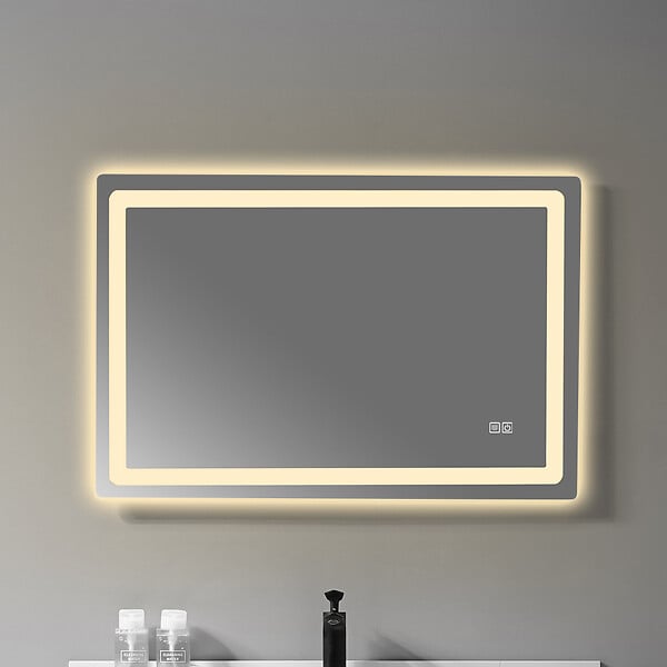 LUXURYBAIN - LuxuryBain- Miroir de salle de bain LED anti buée 120x60cm à luminosité variable rectangulaire - large