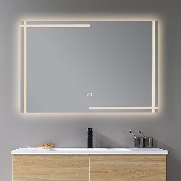 LUXURYBAIN - Miroir salle de bain LED 120x60cm anti buée et LED 3 couleurs LB-4693 - large