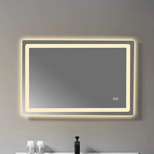 LUXURYBAIN - LuxuryBain- Miroir de salle de bain LED 60x90cm anti buée à luminosité variable rectangulaire LB-69060 - large