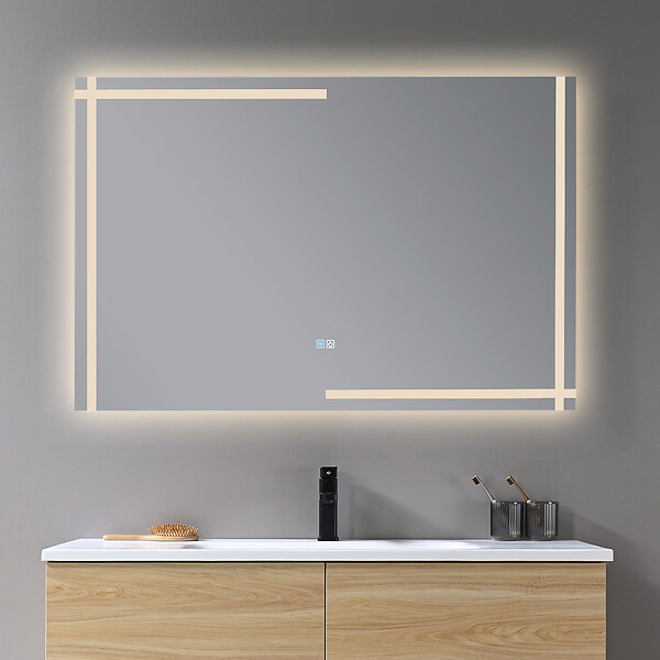 LUXURYBAIN - Miroir salle de bain LED 110x60cm anti buée et LED 3 couleurs LB-4693 - large