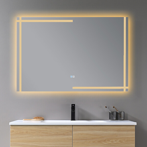 LUXURYBAIN - Miroir salle de bain LED 110x60cm anti buée et LED 3 couleurs LB-4693 - large