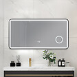LUXURYBAIN - Miroir salle de bain LED 90x60cm anti buée avec cadre en aluminium noir et loupe x3 LB-4685B - vignette
