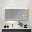 LUXURYBAIN - Miroir salle de bain LED 110x60cm  anti buée avec cadre en aluminium doré et loupe x3 LB-4685G - vignette